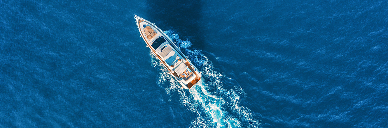 Overhead view of boat in water