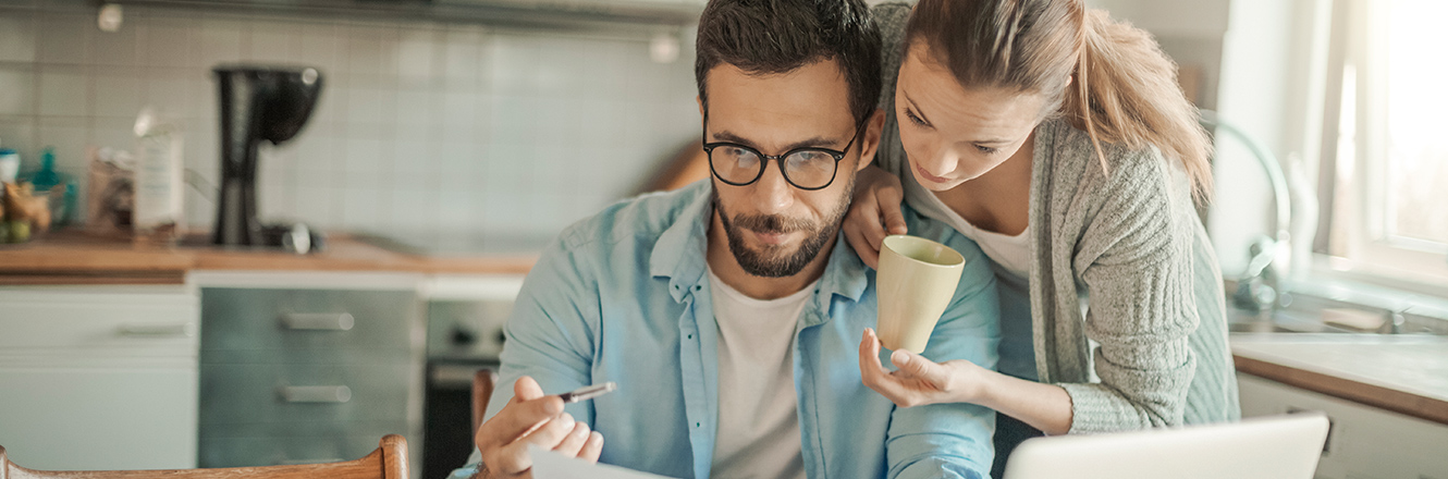 couple looking at finances