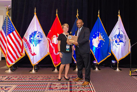 Credit Union West President Karen Roch receiving the Air Force Credit Union of the Year Award. 