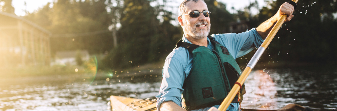 A man kayaking