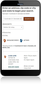 Branches and ATMs search on mobile app.