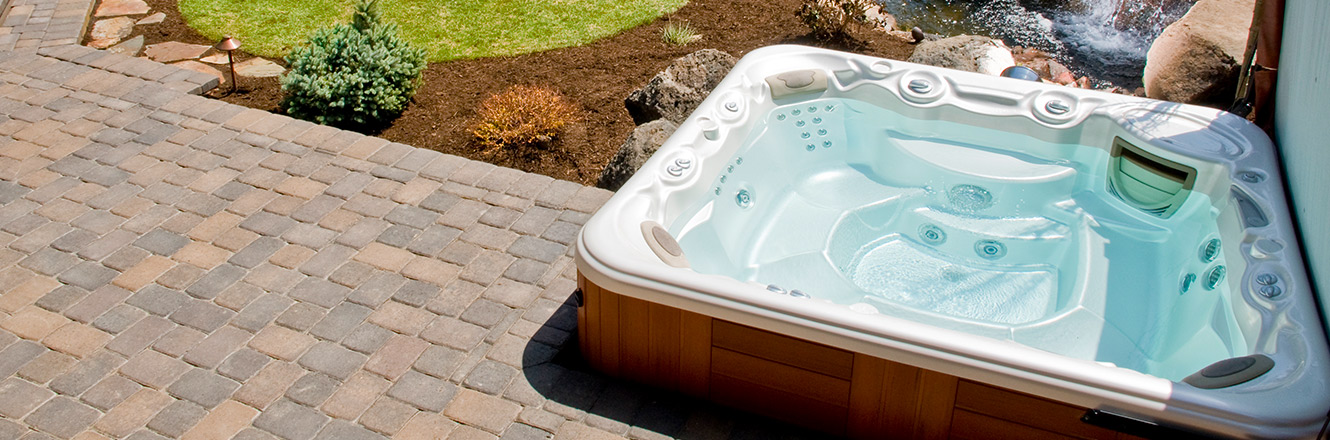 hot tub in backyard