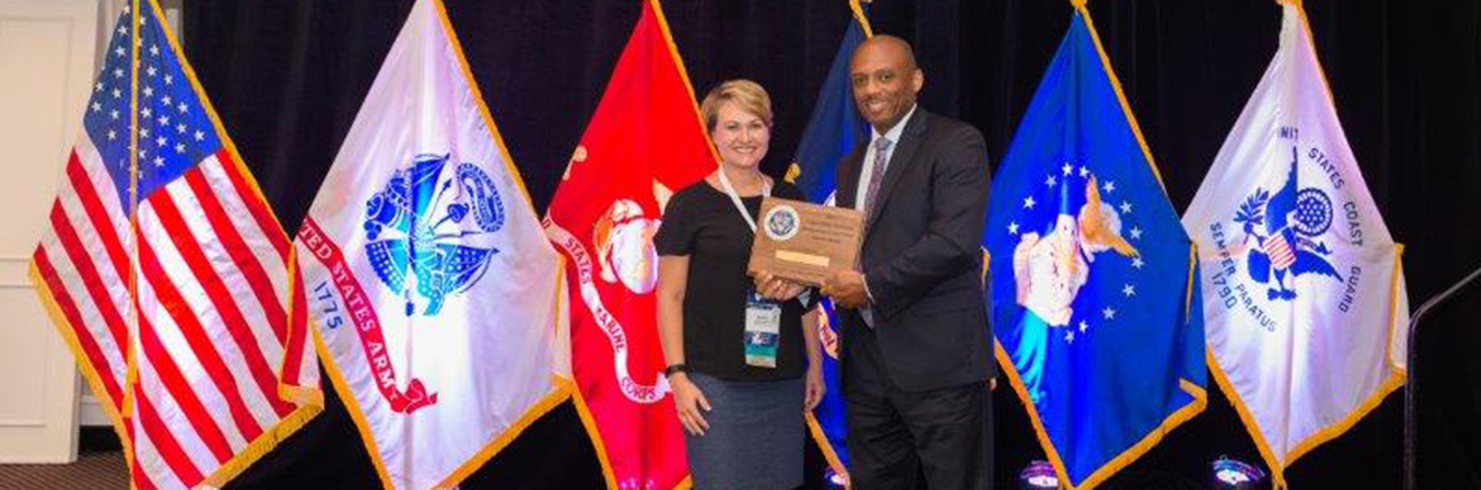 Credit Union West President Karen Roch receiving the Air Force Credit Union of the Year Award. 