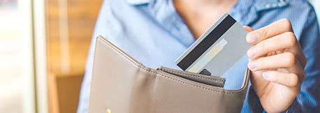 pulling debit or credit card out of wallet