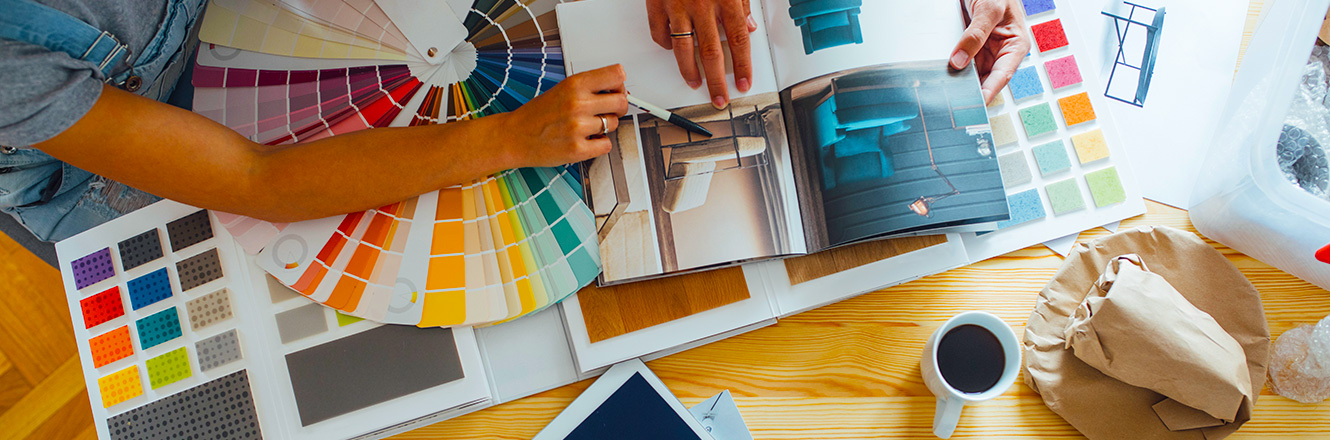 looking at paint colors across table