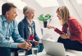 A meeting between a woman and a couple